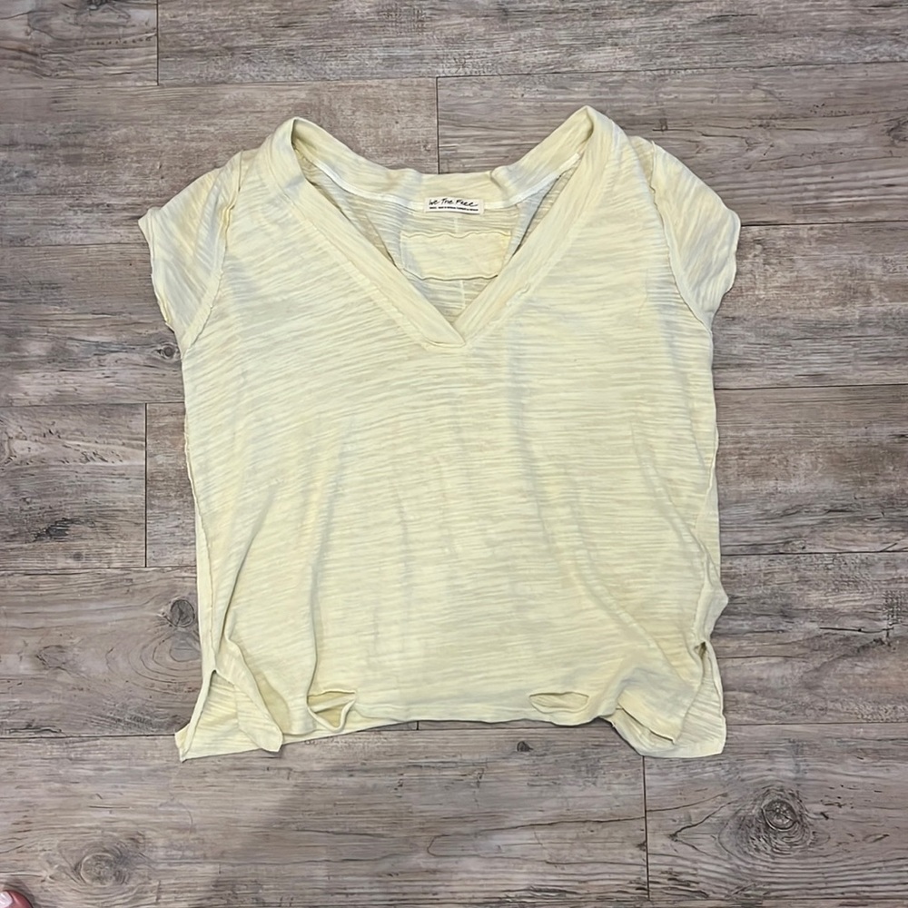 we the free, ripped top, yellow